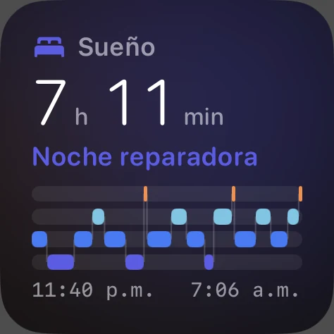 Widget pequeño de sueño en estilo Noche.